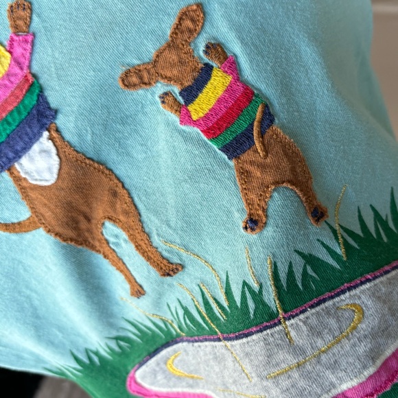 Mini Boden Other - Mini Boden long sleeve appliqué jumping dogs shirt. Size 2-3